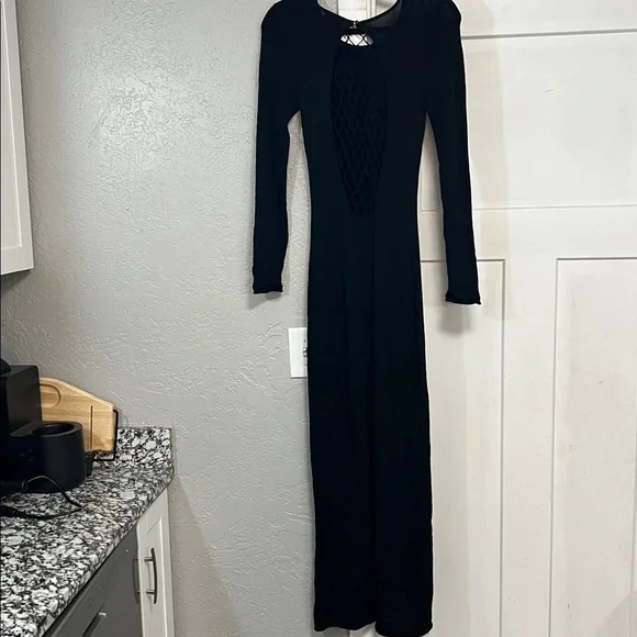 STAUD SUZEL BLACK KNIT  LONG SLEEVE MAXI DRESS SMALL - Picture 5 of 14